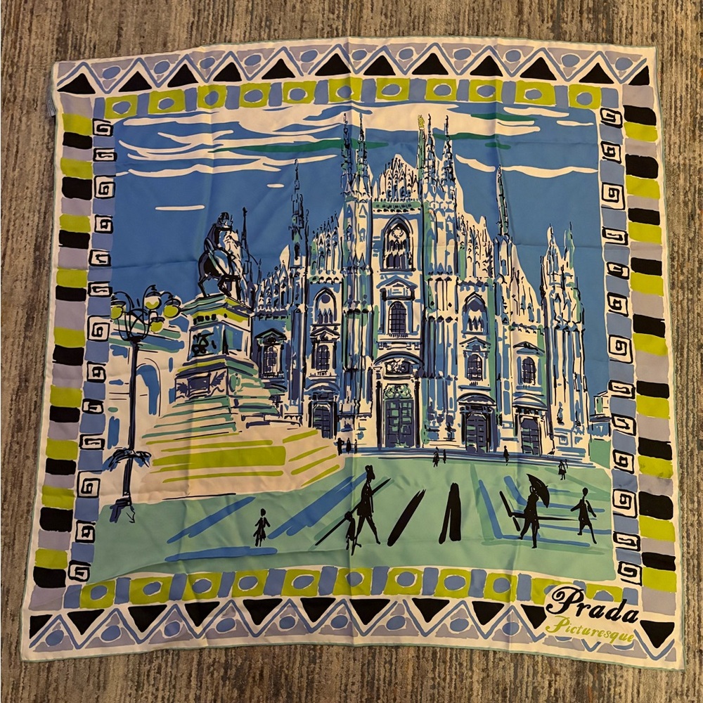 Prada Multicolor Architectural Print Scarf